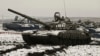 Russian T-72B3 tanks take part in drills at a firing range in the Rostov region, which borders Ukraine. 
