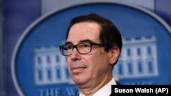 Ministrul american de finanțe Steven Mnuchin, 10 ianuarie 2020, Washington. 