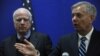 U.S. Senator Lindsey Graham (right) and Senator John McCain (left) both stopped short of calling for air strikes.