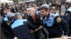 Armenia -- Riot police detain activist Shant Harutyunyan in downtown Yerevan, 5 November, 2013