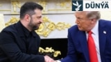 Ukrainanyň prezidenti Wolodymyr Zelenski 18-nji awgustda ABŞ prezidenti Donald Tramp bilen Ak tamda duşuşdy. Waşington, ABŞ.