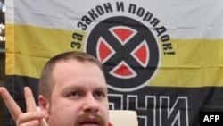 Dmitry Dyomushkin, one of the leaders of the Movement Against Illegal Immigration, at a press conference in Moscow in February