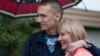 Alyaksandr Frantskevich and his mother, Tatsyana, in September 2013