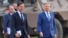 Dutch Prime Minister Mark Rutte (left) and Romanian President Klaus Iohannis visit the NATO battlegroup situated in Cincu, Romania, in October 2022.