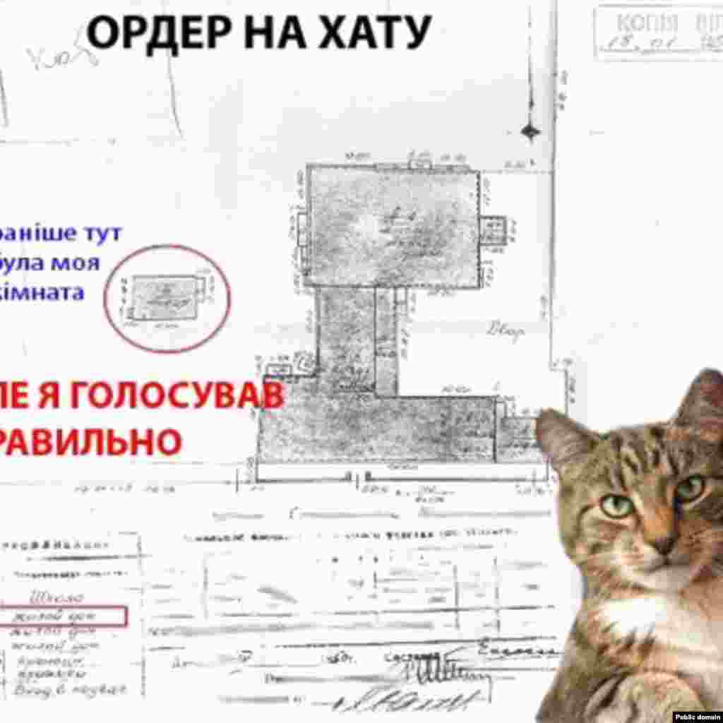 After lawyer Timur Kryukov contributed an article on the legality of transferring property to a cat, this image emerged of mock Soviet-style paperwork in the form of an &quot;order&quot; giving a cat the right to reside in the cottage.