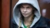 Anastasia Vashukevich -- also known as Nastya Rybka -- appears in a Moscow courtroom on January 19.