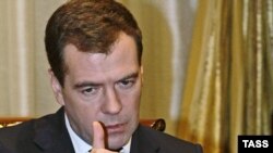 Russian President Dmitry Medvedev during his interview with the French weekly "Paris Match."