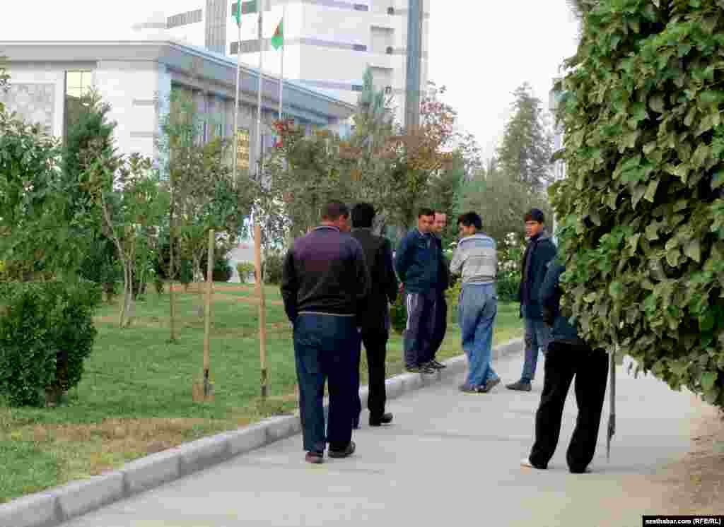 Aşgabat; A.Nyýazow şaýolunyň ugrunda baglara gözegçilik ediýän işgärler