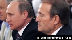 Президент Росії Володимир Путін на конференції «Православно-слов'янські цінності – основа цивілізаційного вибору України», організованої рухом «Український вибір», 27 липня 2014 року