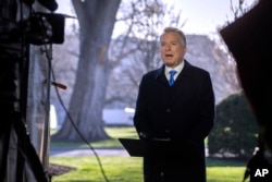White House special envoy Steve Witkoff speaks during a television interview outside the White House on March 19.