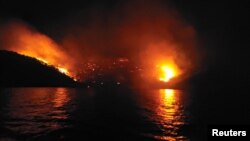 A forest fire on the Greek island of Hydra (file photo)