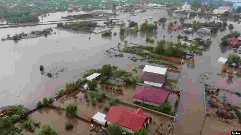 Drone footage reveals the extent of flooding in Galati County in Romania. Storm Boris, a slow-moving low-pressure system, has dumped months' worth of rain in just a few days over several European capitals, including Vienna, Bratislava, and Prague. 