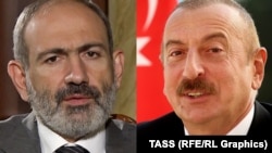 Armenian Prime Minister Nikol Pashinian (left) and Azerbaijani President Ilham Aliyev (composite file photo)