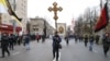 Russian nationalists take part in the so-called "Russian March" in Moscow on November 4, 2015.