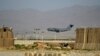 A U.S. Air Force transport plane lands at Bagram Airfield.