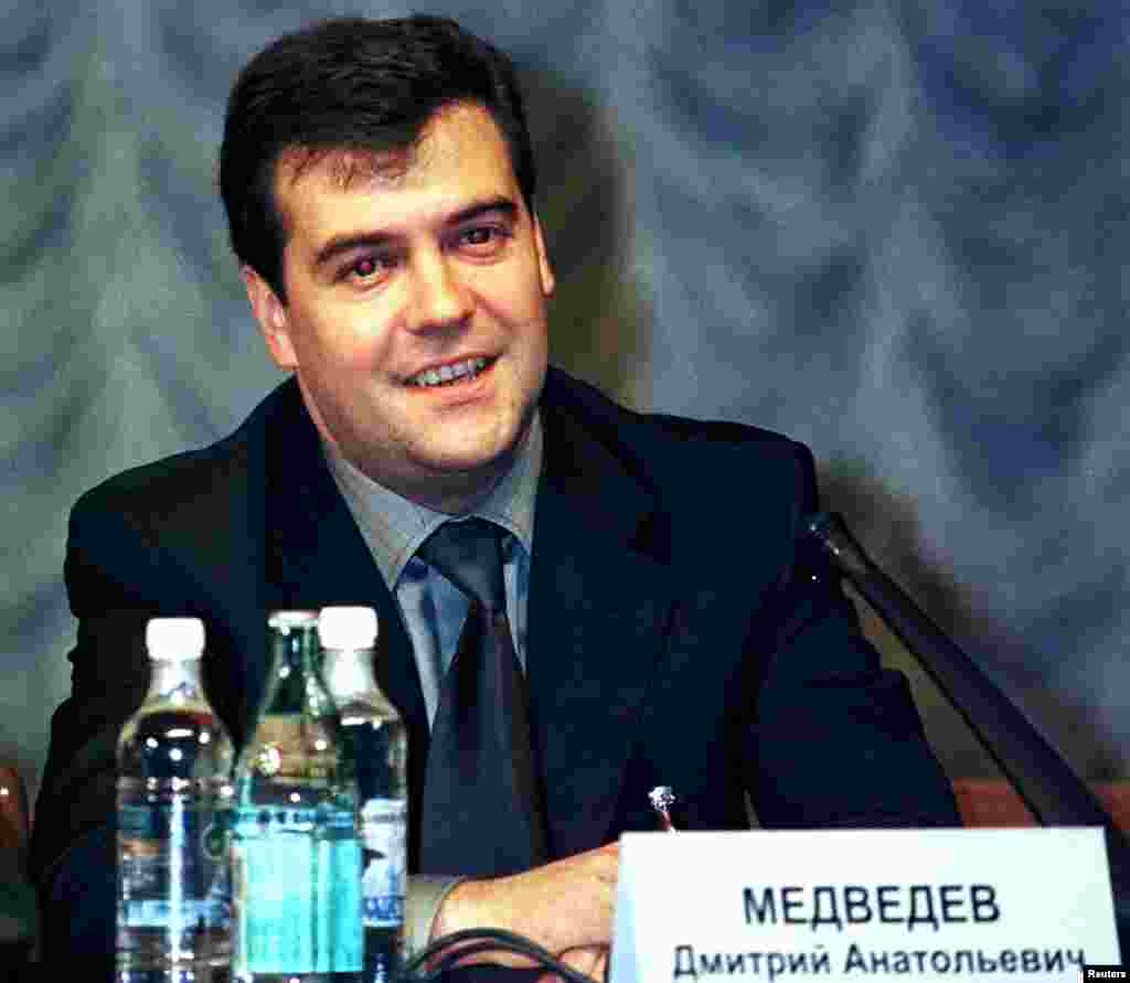 Medvedev, then the acting deputy head of Russia's presidential administration, attends a Gazprom general meeting on June 30, 2000. He was chairman of the gas monopoly's board of directors for several years. 
