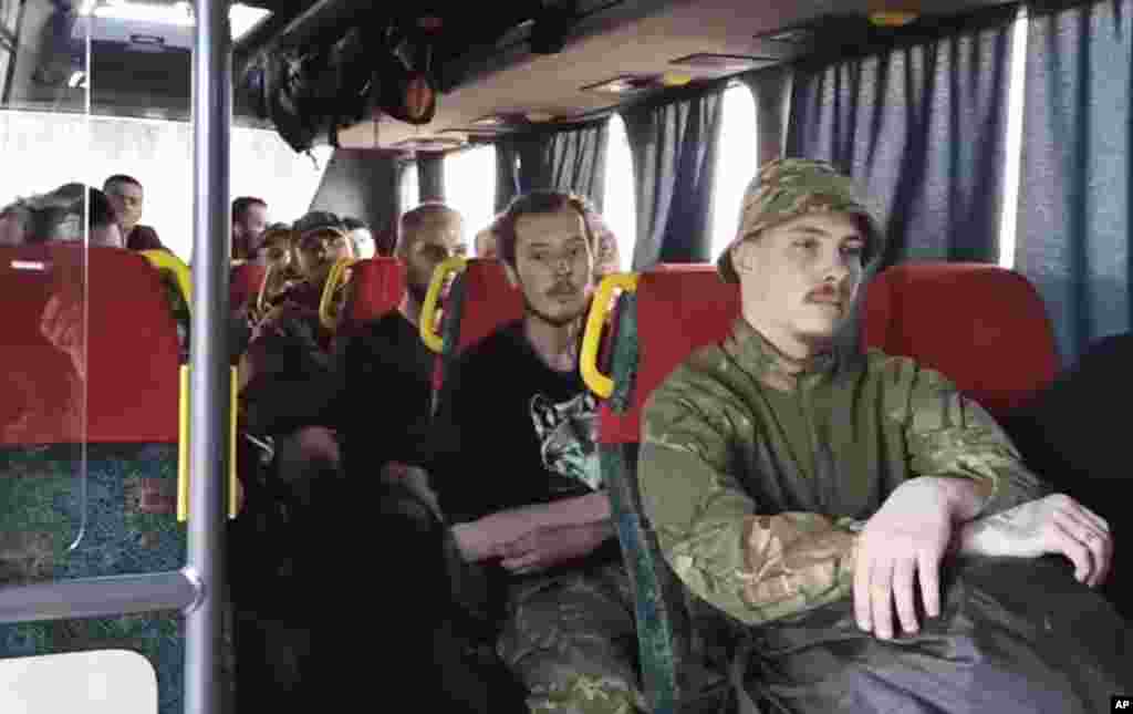 A video released from the Russian Defense Ministry shows Ukrainian servicemen waiting in a bus. The Ukrainian government said it was continuing efforts to complete what it called was the "evacuation" of its fighters from the Azovstal steel plant. It was the last holdout in the southern port city of Mariupol, after around 260 soldiers, some of them wounded, were able to get out of the sprawling complex.