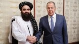 Russiýanyň baş diplomaty Sergeý Lawrow we "Talybanyň" daşary işler ministri Amir Han Muttaki. Russiýa. Oktýabr, 2024 ý.