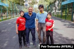Arman Abdullakhanov with his sons in Almaty
