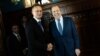 Hungarian Foreign Minister Peter Szijjarto meets his Russian counterpart, Sergei Lavrov, in Moscow on July 21. 
