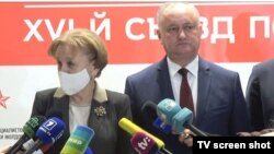 Moldova - Președinta Parlamentului Zinaida Greceanîi și noul lider al PSRM, Igor Dodon, Chișinău, 30 decembrie 2020