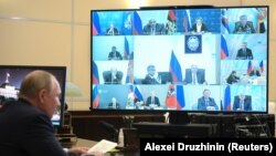 Ռուսաստանի անվտանգության խորհրդի հեռավար նիստը՝ Վլադիմիր Պուտինի նախագահությամբ, արխիվ: