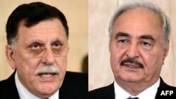 
د ملګرو ملتونو له ملاتړ برخه‌من د لیبیا صدراعظم فایض السراج او خلیفه حفتر