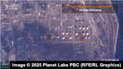 A Planet Labs satellite image of the Saratov oil refinery from January 14 shows two tanks that were hit by drones.