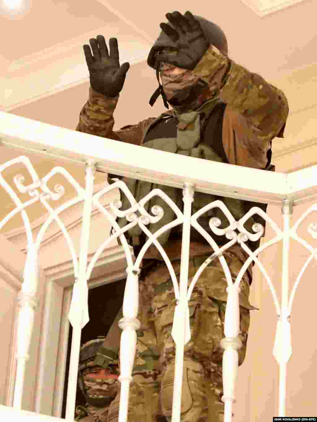 Special-forces troops surrender inside Atambaev’s residence.