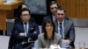 Ambasadoarea americană Nikki Haley vorbind în ședința Consiliului de Securitate ONU