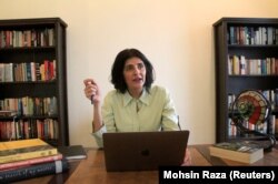 Journalist Gul Bukhari speaks during an interview on June 22.