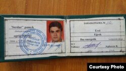 Erol Egregiň Türkmenistanda işlän döwri şahsyýetini anyklamak üçin berlen resminama.