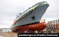 Ukrainian corvette Hetman Ivan Mazepa on the day of its launch in Istanbul in October 2022