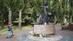 A monument to the children killed in Babyn Yar at the Holocaust memorial complex