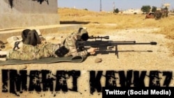 The Twitter account of a Chechen-led militant group posted a photo appearing to show a fighter firing a large-caliber sniper rifle.