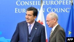 Herman Van Rompuy și Mihail Saakashvili la Bruxelles