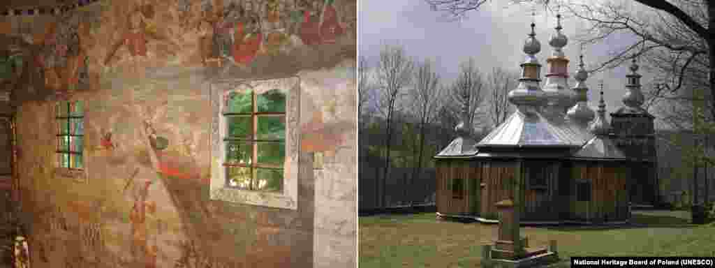 Elaborate interior paintings and octagonal domes and cupolas are distinctive features of the tserkvas.