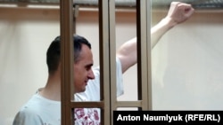 Ukrainian film director Oleh Sentsov in court on August 25, 2015