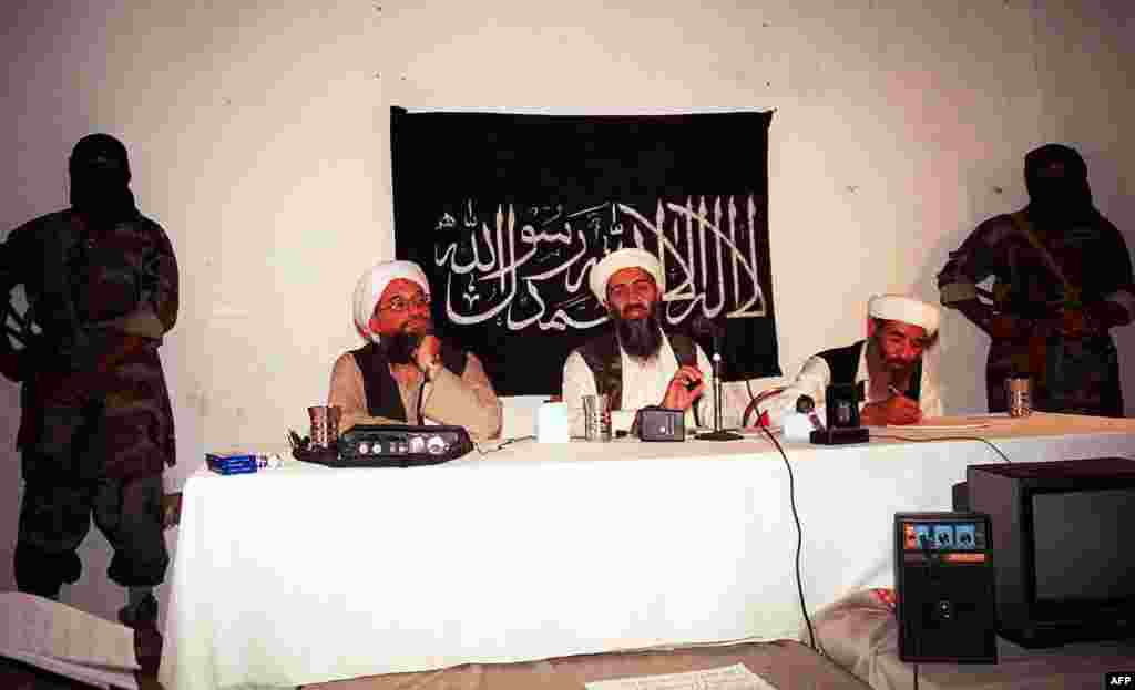 Around the end of the Soviet-Afghan War, bin Laden (photographed at center in 1998) formed what became known as Al-Qaeda. The terrorist leader then declared war on “Jews and crusaders" and proclaimed that killing Westerners is "an individual duty for every Muslim.”