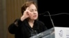 Shirin Ebadi vorbește la un eveniment organizat cu ocazia Zilei Internaționale a Femeii, la Paris, în martie 2024.