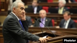 Armenia - Parliament speaker Galust Sahakian at a session of the National Assembly, Yerevan, 9Jun2014.