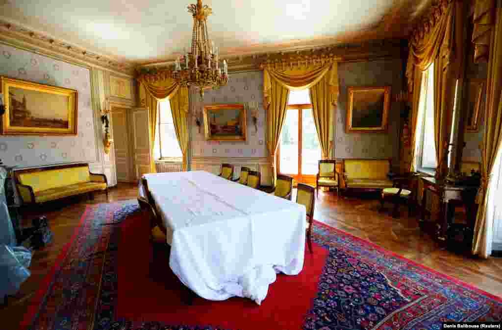A meeting room inside the villa on June 11, during preparations for the summit. 