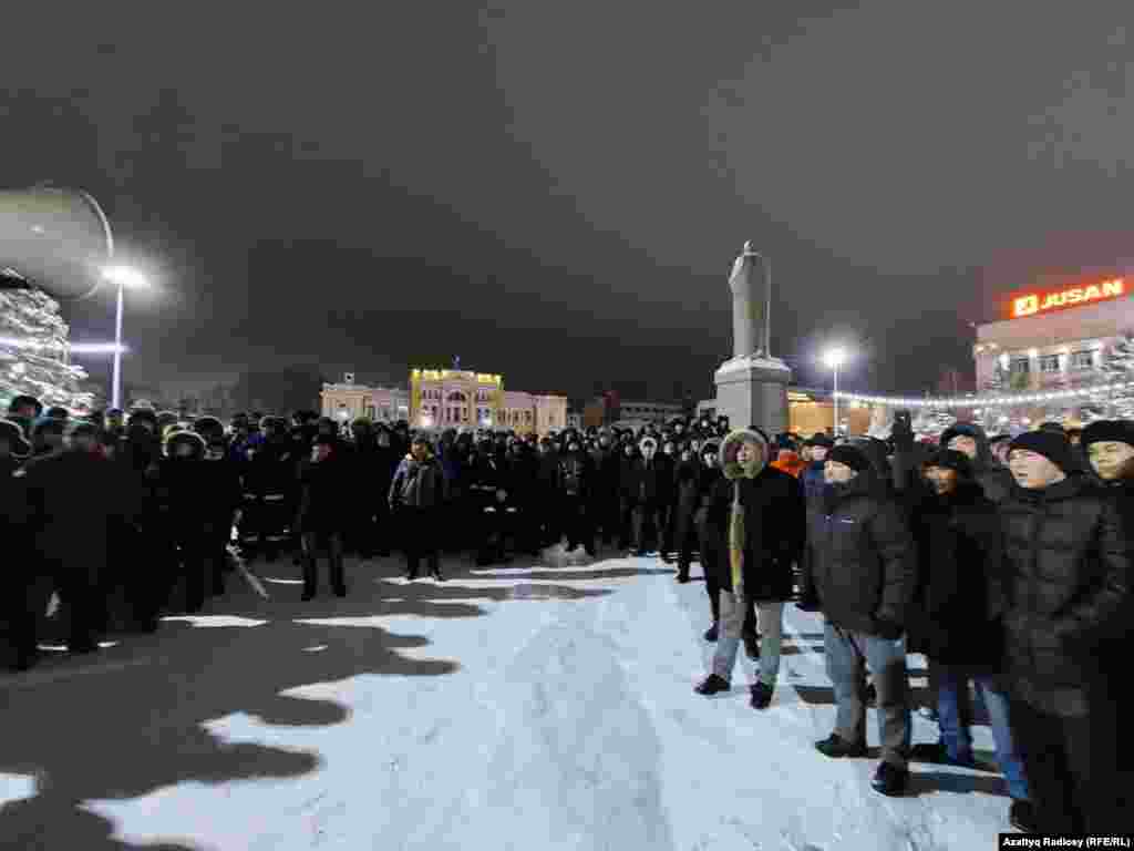 A protest rally in the city of Oral in western Kazakhstan on January 5. 