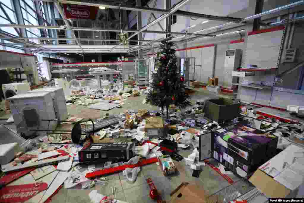 An electronics store that was looted during the unrest, photographed on January 9.&nbsp;