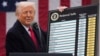 US President Donald Trump displays chart listing new tariff rates. (file photo)