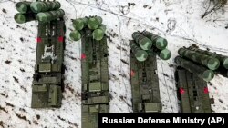 Combat crews of the S-400 air-defense system take up combat duty at the training ground in the Brest region during the Russian-Belarusian military drills in Belarus.