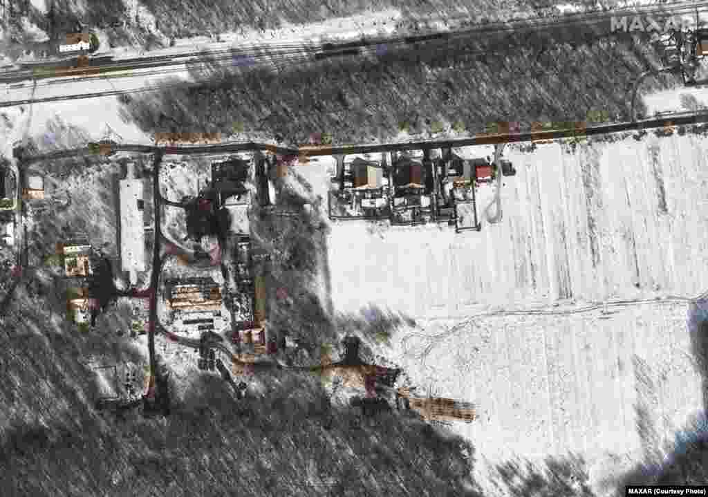 A military deployment in an industrial area near Belgorod, Russia. 
