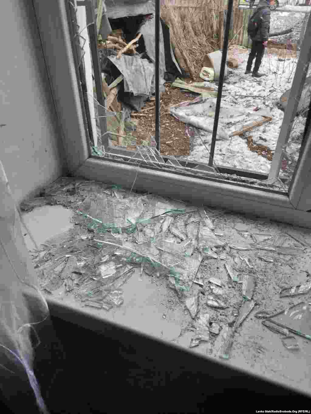 Damage to a house near the school.