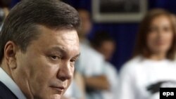 Ukrainian President Viktor Yanukovych at a press conference devoted to the hundred days of his presidency in Kyiv last month.