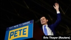 Câștigătorul votului din Iowa , în tabăra democrată, fostul primar Pete Buttigieg , 3 februarie 2020.